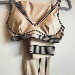 ALO Yoga Tan and Black Bra Set